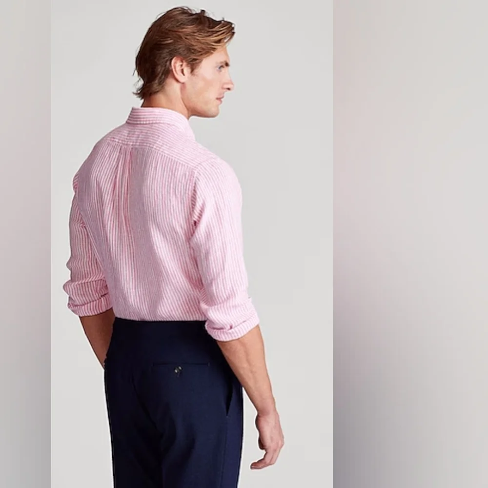 *Sold* Ralph Lauren Polo Men's Pink White Striped Dress Shirt Long Sleeve Sz: XL - Picture 3 of 12